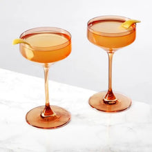 Load image into Gallery viewer, Reserve Nouveau Crystal Coupes in Amber by Viski (set of 2) Shefu choice
