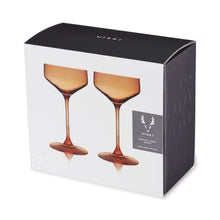 Load image into Gallery viewer, Reserve Nouveau Crystal Coupes in Amber by Viski (set of 2) Shefu choice
