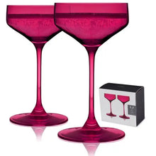 Load image into Gallery viewer, Reserve Nouveau Crystal Coupes in Berry by Viski (set of 2) Shefu choice
