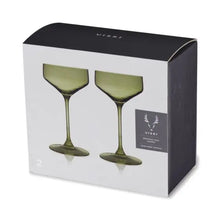 Load image into Gallery viewer, Reserve Nouveau Crystal Coupes in Sage by Viski (set of 2) Shefu choice
