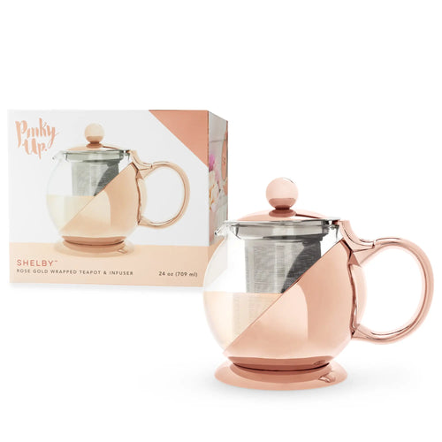 Shelby™ Glass and Rose Gold Wrapped Teapot by Pinky Up Shefu choice