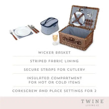 Load image into Gallery viewer, picnic basket wine corkscrew Newport Wicker Picnic Basket by Twine® Shefu choice
