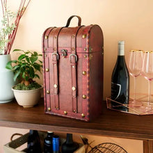 Carregar imagem no visualizador da galeria, 2 Bottle Antique Wooden Wine Box by Twine Shefu choice
