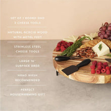 Load image into Gallery viewer, Acacia Footed Cheese Board &amp; Knife Set by Twine Living Twine
