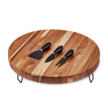 Load image into Gallery viewer, Acacia Footed Cheese Board &amp; Knife Set by Twine Living Twine
