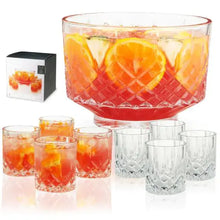 Cargar imagen en el visor de la galería, Admiral Punch Bowl with 8 Tumblers by Viski Shefu choice
