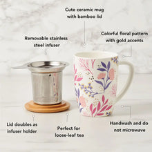 Cargar imagen en el visor de la galería, Bailey Botanical Bliss Ceramic Tea Mug &amp; Infuser by Pinky Up TRUE
