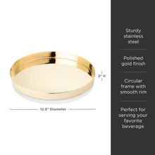 Cargar imagen en el visor de la galería, Belmont Round Serving Tray in Gold by Viski Viski
