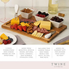 Carregar imagem no visualizador da galeria, Acacia &amp; Slate Cheese Board Set w/Ceramic Bowls by Twine Living Shefu choice
