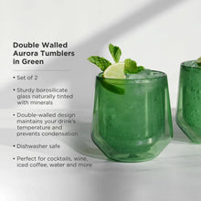 Carregar imagem no visualizador da galeria, Double Walled Aurora Tumblers in green (set of 2) by Viski Viski
