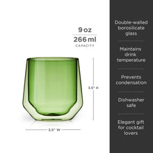 Carregar imagem no visualizador da galeria, Double Walled Aurora Tumblers in green (set of 2) by Viski Viski
