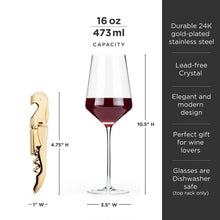 Lade das Bild in den Galerie-Viewer, Raye Crystal Angled Bordeaux Glasses &amp; Corkscrew Gift Box, Set of 3 Viski
