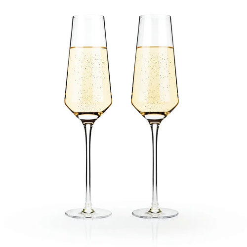 Raye Crystal Angled Champagne Flutes by Viski Viski