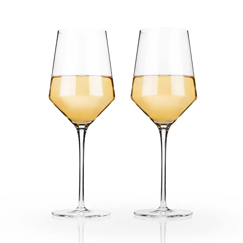 Raye Crystal Angled Chardonnay Glasses Viski Viski