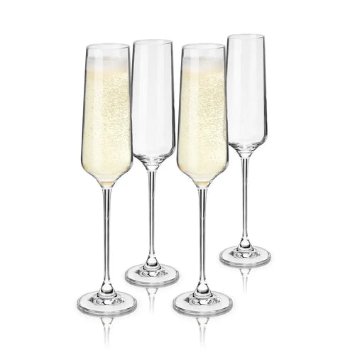 Reserve Inez Crystal Flute Glasses By Viski (set of 4) Viski