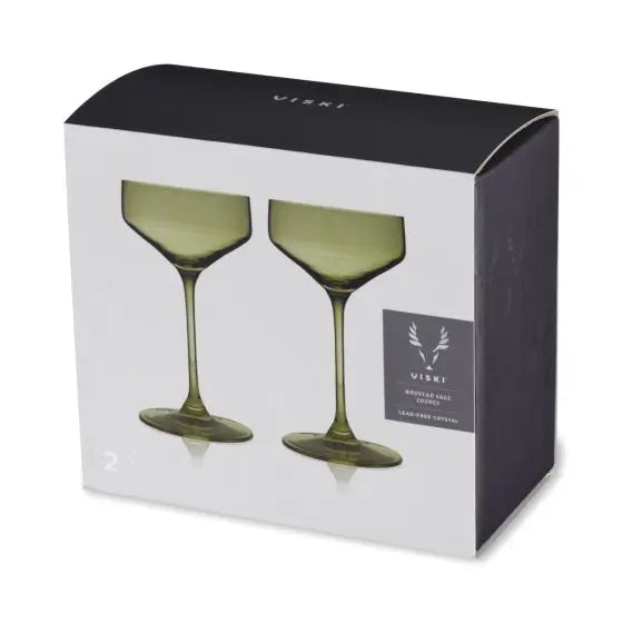 Reserve Nouveau Crystal Coupes in Sage by Viski (set of 2) Shefu choice