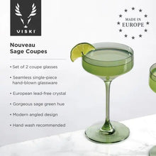 Load image into Gallery viewer, Reserve Nouveau Crystal Coupes in Sage by Viski (set of 2) Shefu choice
