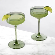 Load image into Gallery viewer, Reserve Nouveau Crystal Coupes in Sage by Viski (set of 2) Shefu choice
