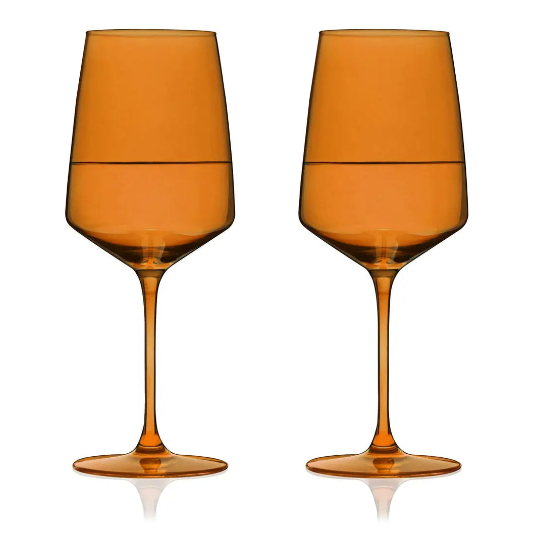 Reserve Nouveau Crystal Wine Glasses in Amber Viski Viski