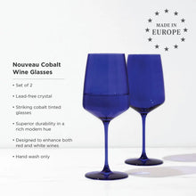 Charger l&#39;image dans la galerie, Reserve Nouveau Crystal Wine Glasses in Cobalt Viski Viski
