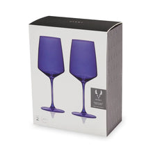 Charger l&#39;image dans la galerie, Reserve Nouveau Crystal Wine Glasses in Cobalt Viski Viski
