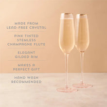Load image into Gallery viewer, Rose Crystal Champagne Flute Set by Twine Twine
