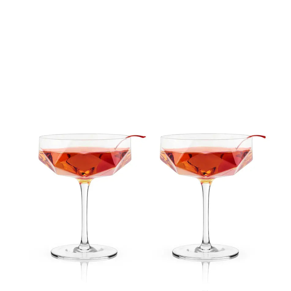 Seneca Faceted Crystal Coupes Viski Viski