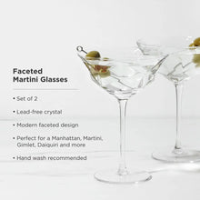 Carregar imagem no visualizador da galeria, Seneca Faceted Crystal Martini Glasses by Viski Viski
