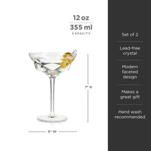 Carregar imagem no visualizador da galeria, Seneca Faceted Crystal Martini Glasses by Viski Viski
