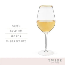 Carregar imagem no visualizador da galeria, Gilded Stemmed Wine Glass Set by Twine Shefu choice
