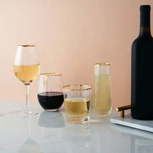 Carregar imagem no visualizador da galeria, Gilded Stemmed Wine Glass Set by Twine Shefu choice
