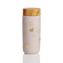 Charger l&#39;image dans la galerie, Honey Bee Ceramic Travel Mug / Gold 12.3 oz Shefu choice
