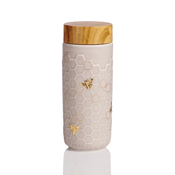 Honey Bee Ceramic Travel Mug / Gold 12.3 oz Shefu choice