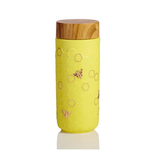 Charger l&#39;image dans la galerie, Honey Bee Ceramic Travel Mug / Gold 12.3 oz Shefu choice
