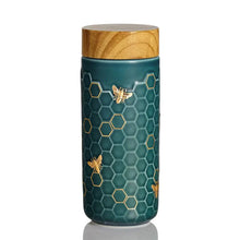 Charger l&#39;image dans la galerie, Honey Bee Ceramic Travel Mug / Gold 12.3 oz Shefu choice
