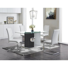 Charger l&#39;image dans la galerie, Contemporary Puzzle Gray and White Double Base Glass Dining Table Shefu choice
