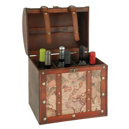 6 Bottle Old World Wooden Wine Box by Twine® Shefu choice